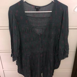 Red and blue print Blouse